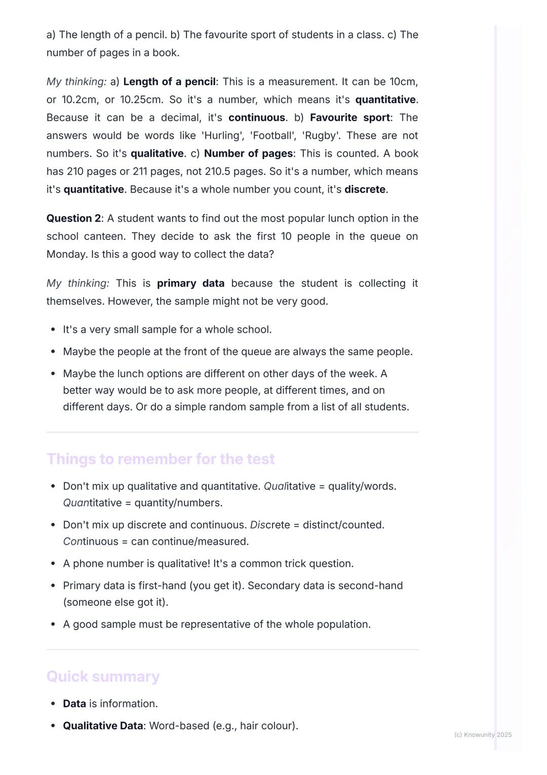 # Data Collection and Types of
Data

What is data?

Data is just a collection of information. In Maths, we collect, look at, and
understand 