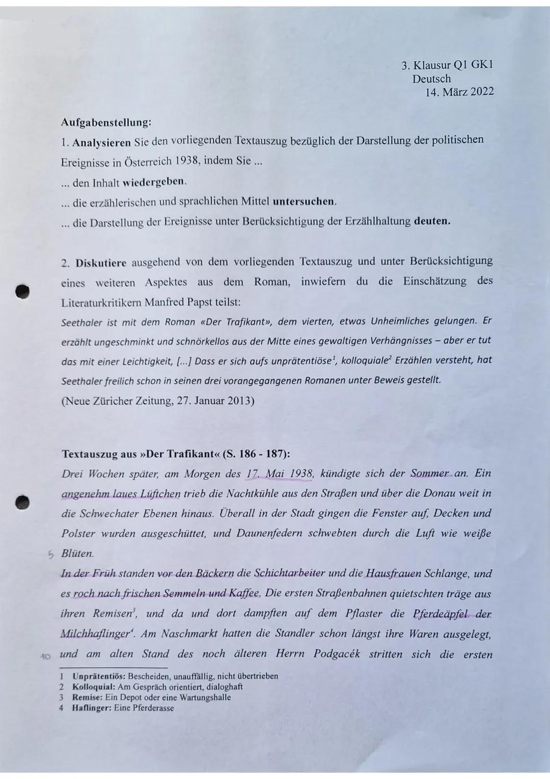 Politische Ereignisse in Österreich 1938 und die Analyse von Seethalers 'Der Trafikant'