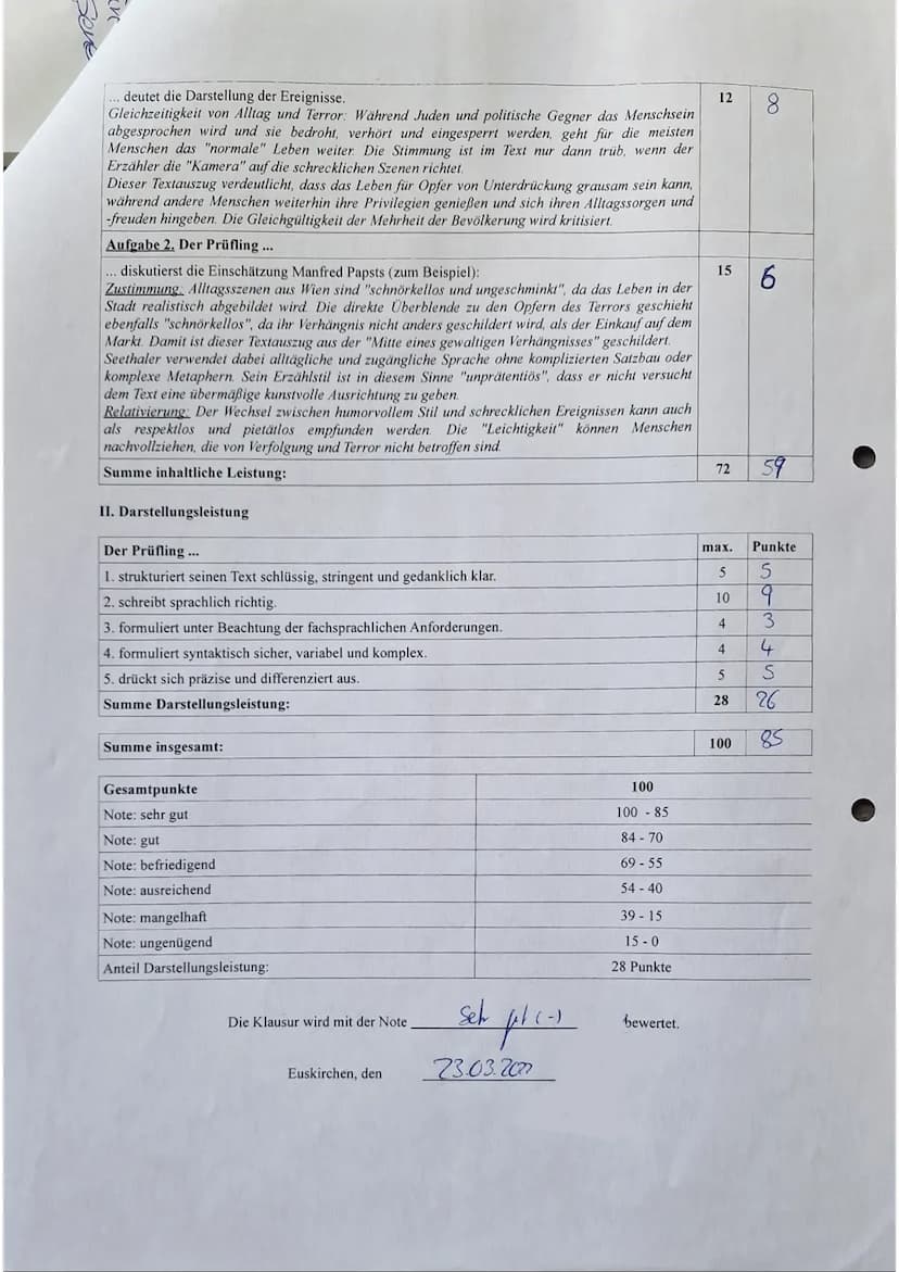 40
Aufgabenstellung:
1. Analysieren Sie den vorliegenden Textauszug bezüglich der Darstellung der politischen
Ereignisse in Österreich 1938,