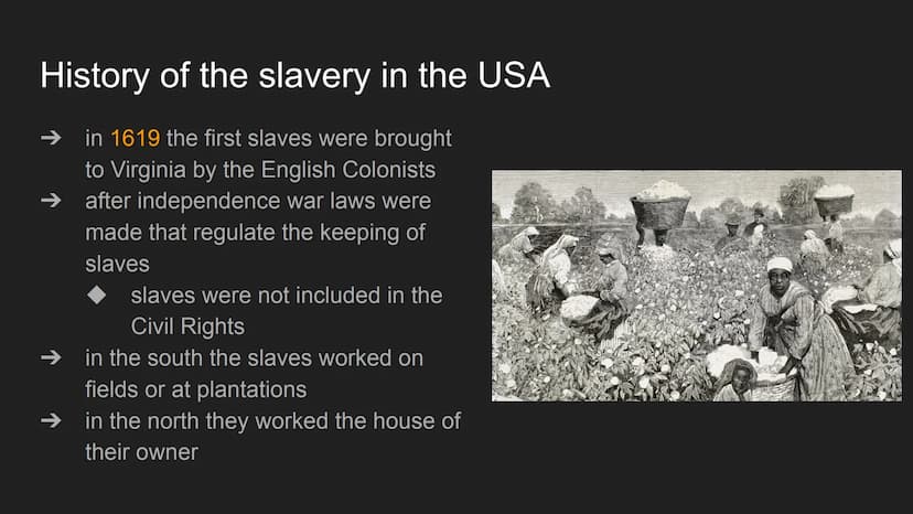 Slavery in America Structure
history of slavery in the USA
➜
→ living conditions
daily life
effects
Where can we see Slavery
nowadays?
alany
