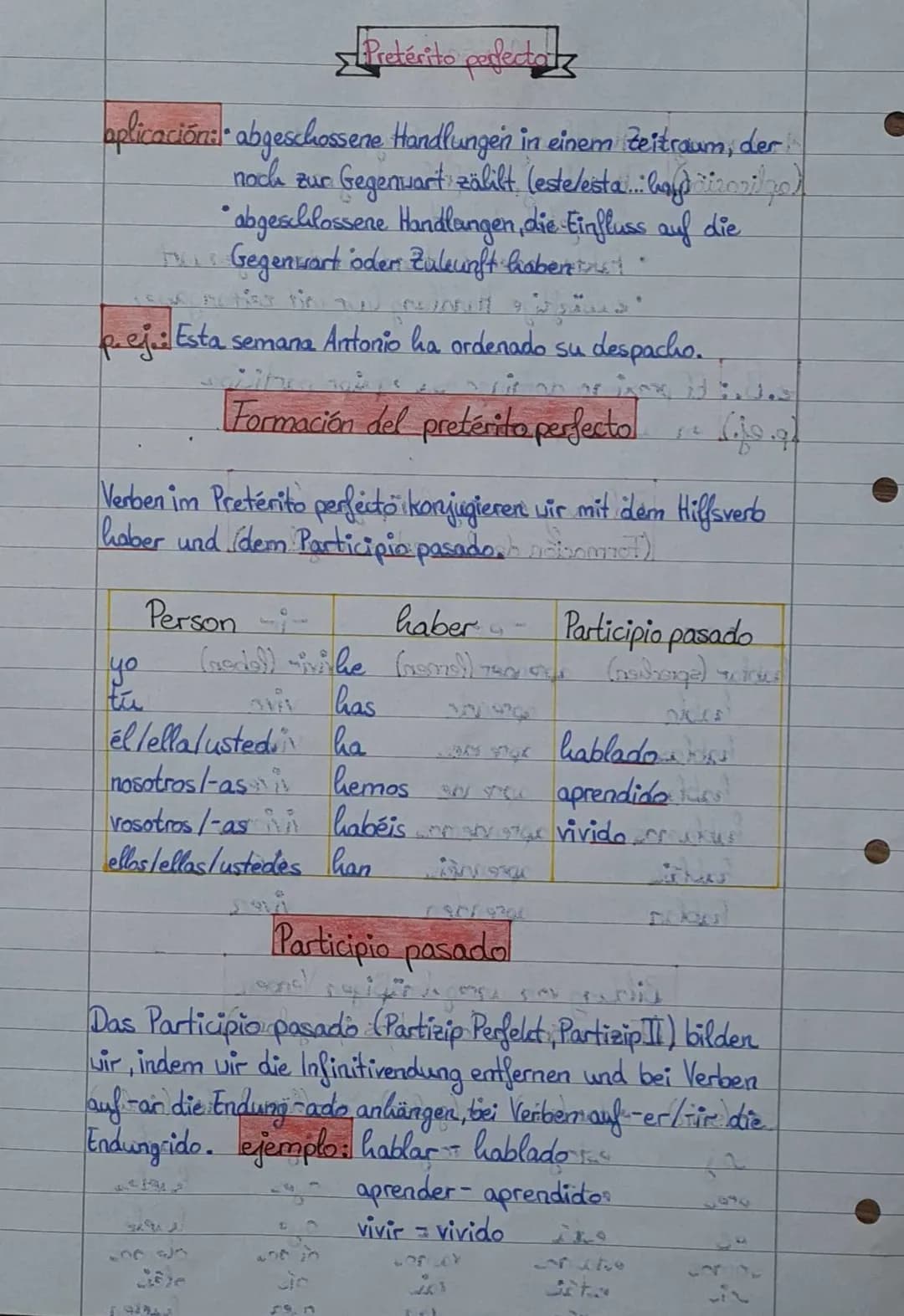 Pretérito perfecta
aplicación: abgeschossene Handlungen in einem Zeitraum, der
noch zur Gegenwart zälilt (este/esta... hay) izovil pod
• abg