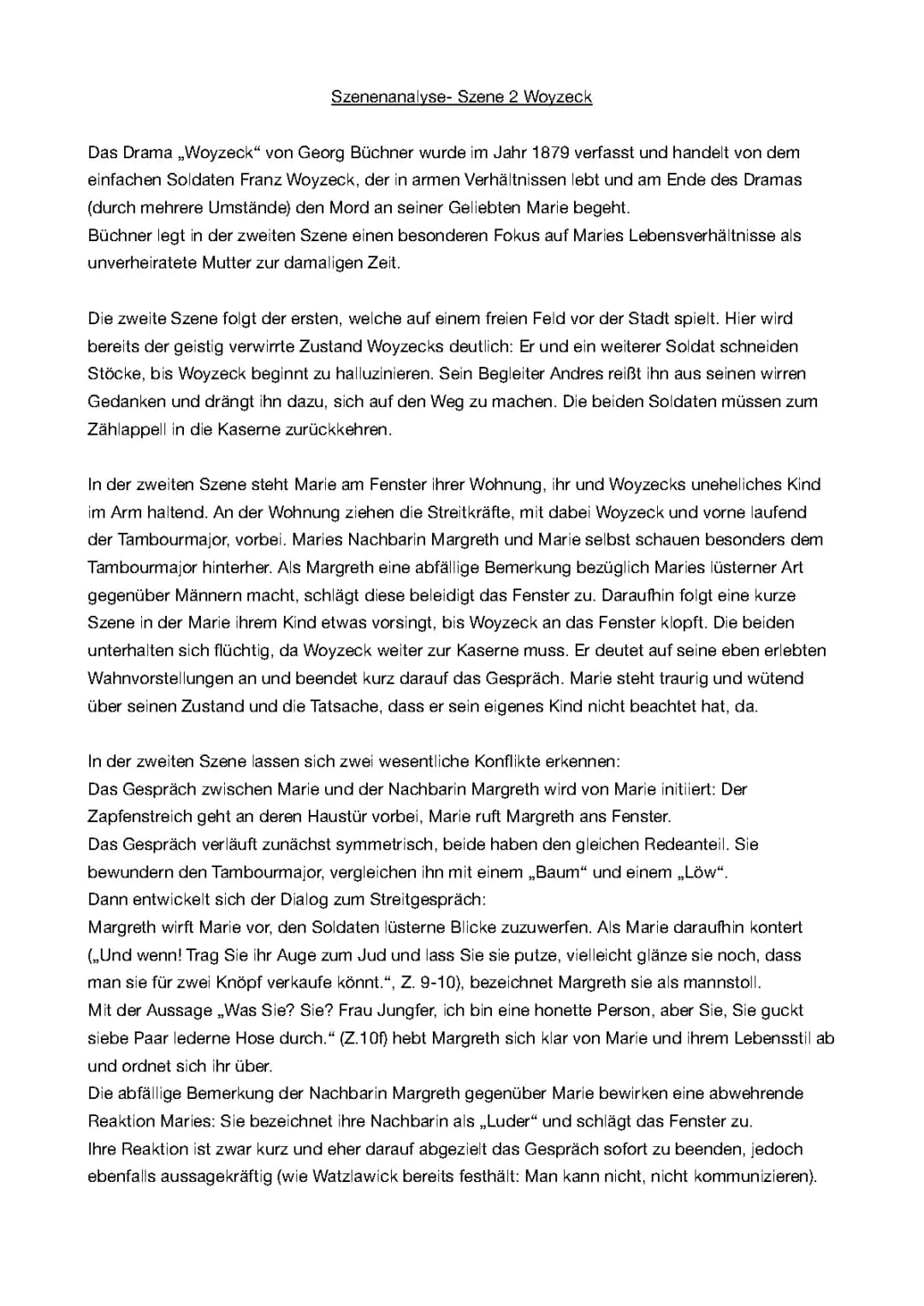 Woyzeck Szenenanalyse Szene 2: sprachliche Mittel und Text