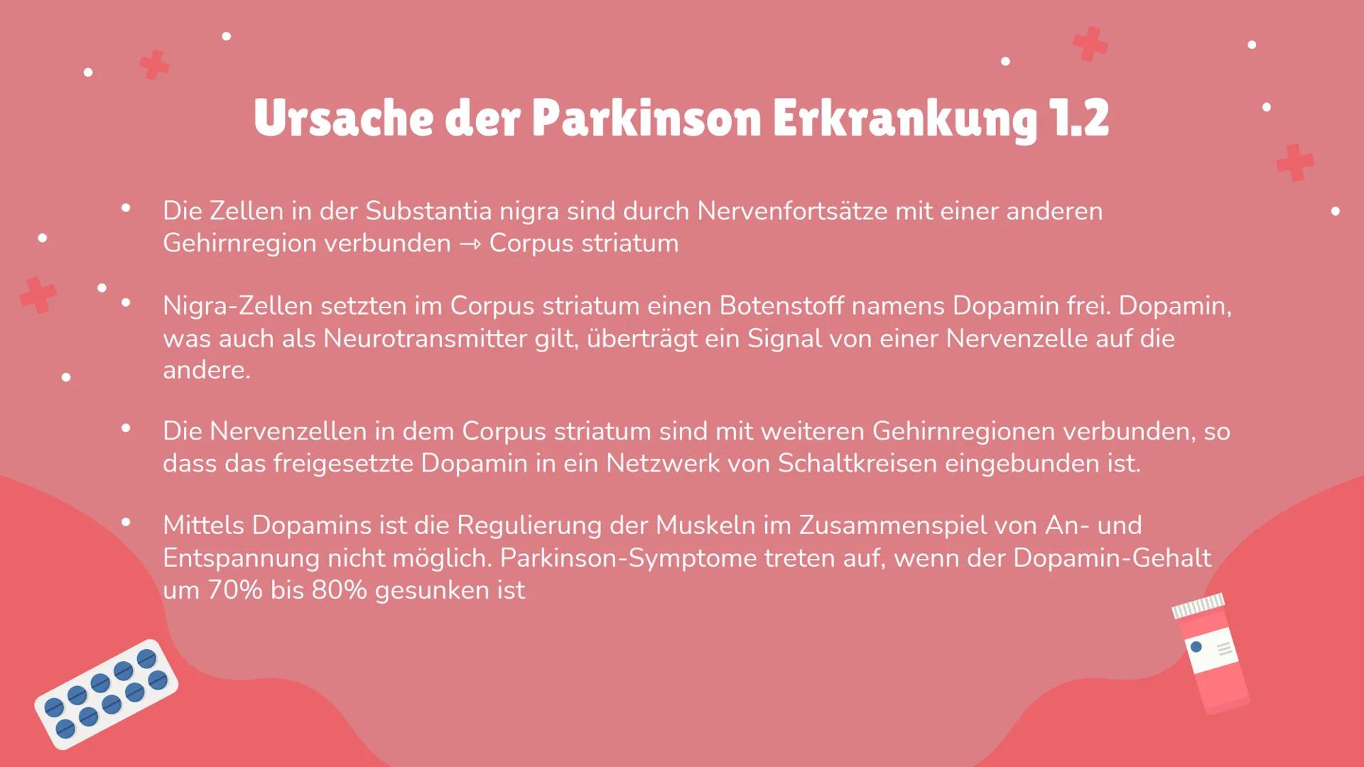 Morbus
Parkinson 1
Begriffserklärung
4
Häufigkeit
Inhaltsverzeichnis 1.1
2
Allgemeines
5
Ursache der
Parkinson
Erkrankung
3
Zum Entdecker
6
