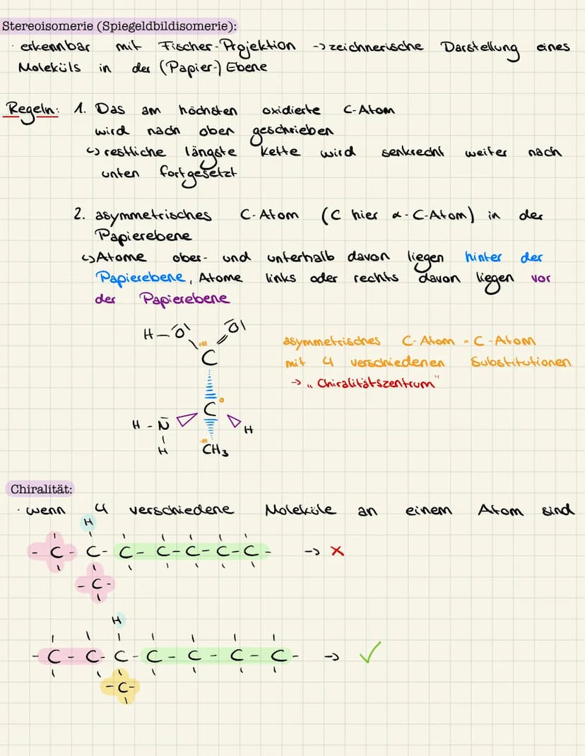 Lernzettel Chemie
Aminosäuren:
Allgemeiner Aufbau Aminosäuren:
lo
H - N
1
H
Aminogruppe
R
Struktur Glycin, Alanin:
Glycin:
& Rest
pH-Wert:
H