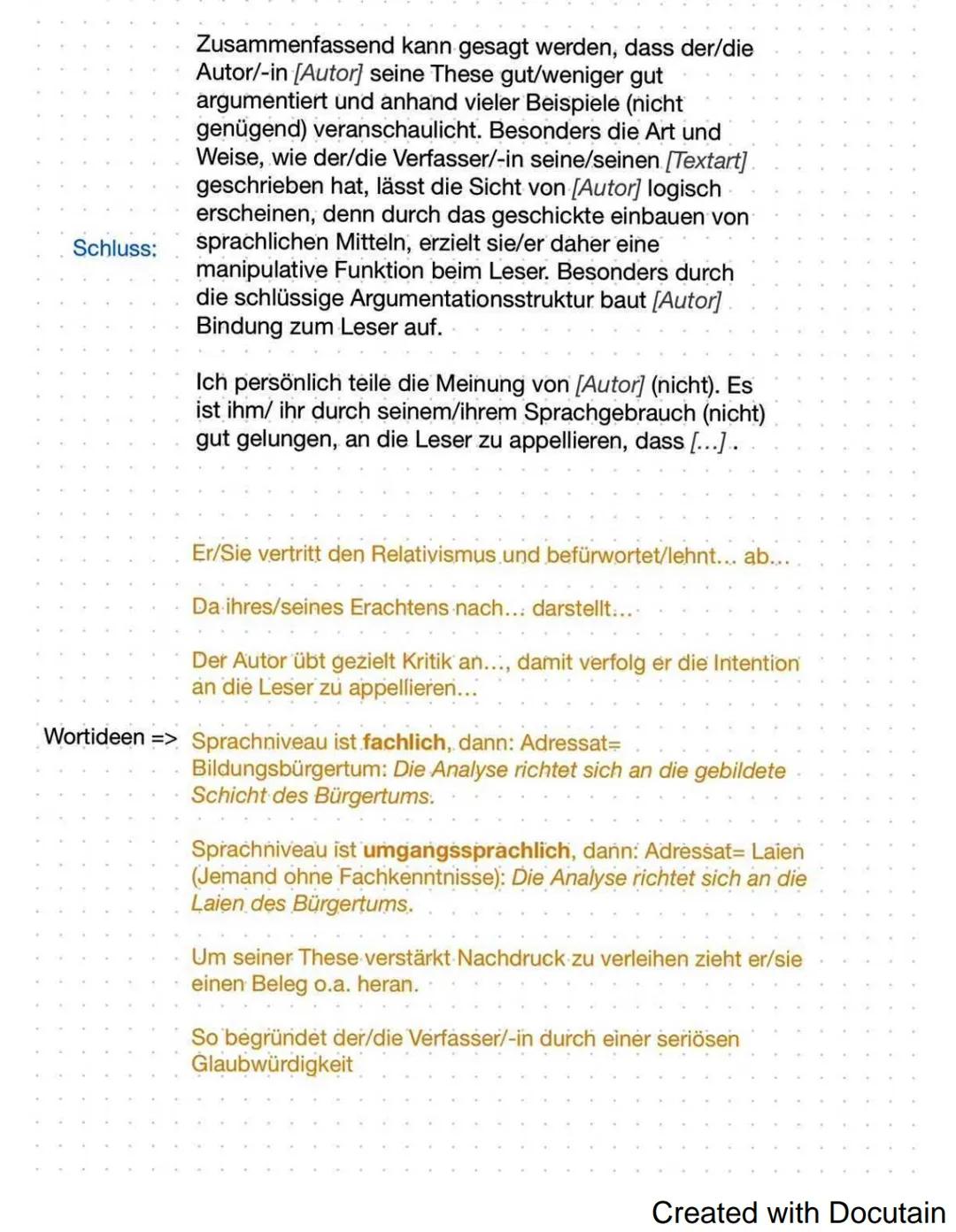 Einleitung:

Hauptteil:

Sachtextanalyse

Im folgendem soll der/die vorliegende von
[Autor] und im Jahre [Erscheinungsjahr]
verfasste [Texta