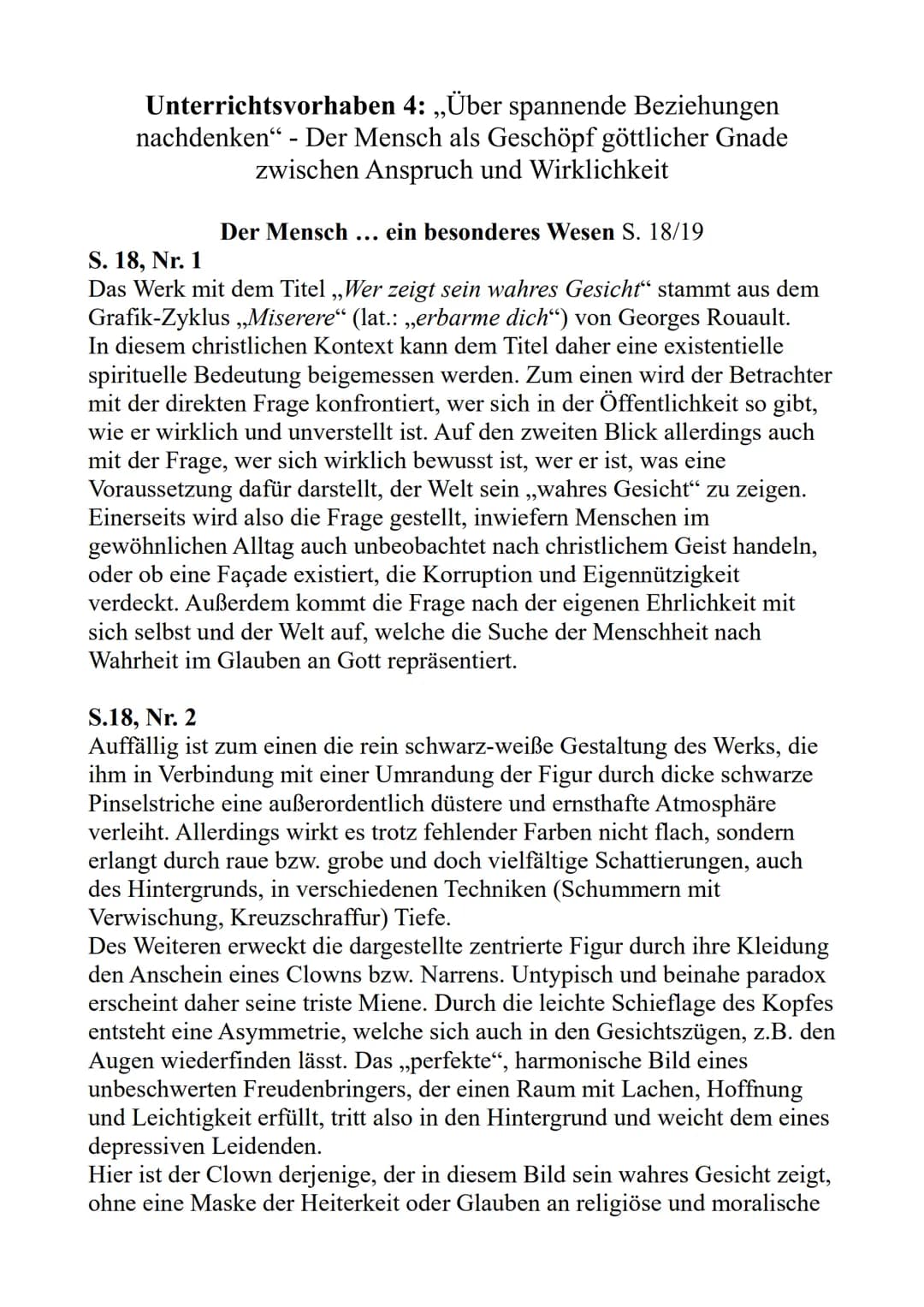 Unterrichtsvorhaben 4: ,,Über spannende Beziehungen
nachdenken" - Der Mensch als Geschöpf göttlicher Gnade
zwischen Anspruch und Wirklichkei