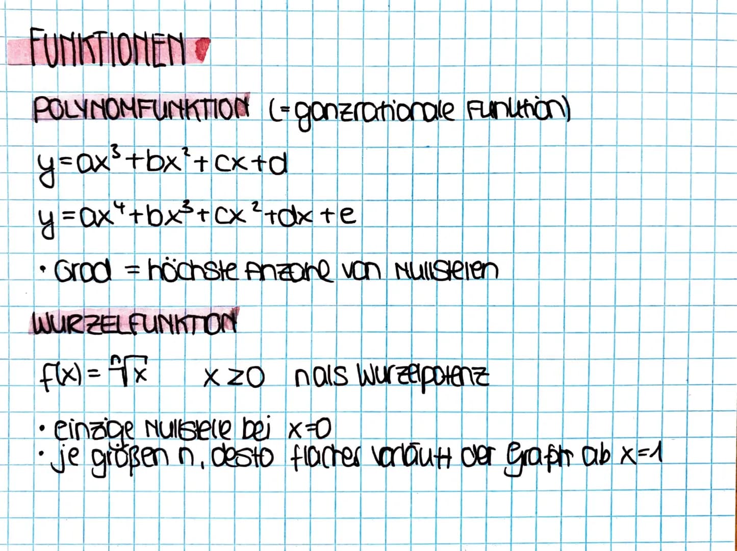 Analysis FUNKTIONEN
LINEARE FUNKTION
y=mx+b
• maximal eine Hullstelle
QUADRATISCHE FUNKTION
= ax²+bx+C a fo
Y₂_Y₁ +0
2
#0
m=x₂-x^
2
y =
• ke