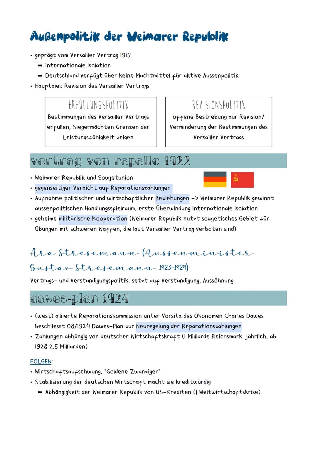 Außenpolitik der Weimarer Republik
• geprägt vom Versailler Vertrag 1919
➡internationale Isolation
.
.
→ Deutschland verfügt über keine Mach