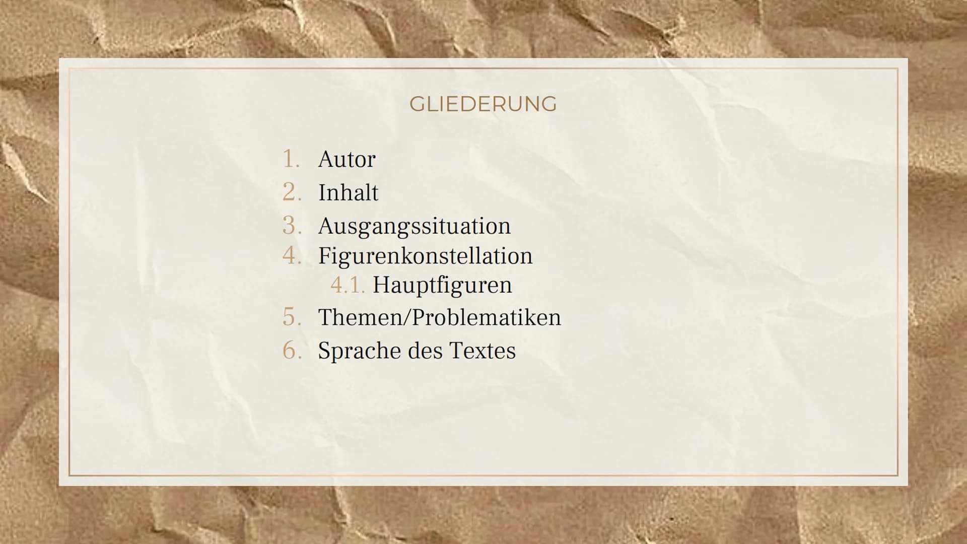 Der Vorleser
-Bernhard Schlink GLIEDERUNG
1. Autor
2. Inhalt
4.
3. Ausgangssituation
Figurenkonstellation
4.1. Hauptfiguren
Themen/Problemat