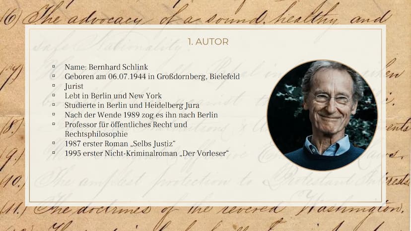 Der Vorleser
-Bernhard Schlink GLIEDERUNG
1. Autor
2. Inhalt
4.
3. Ausgangssituation
Figurenkonstellation
4.1. Hauptfiguren
Themen/Problemat