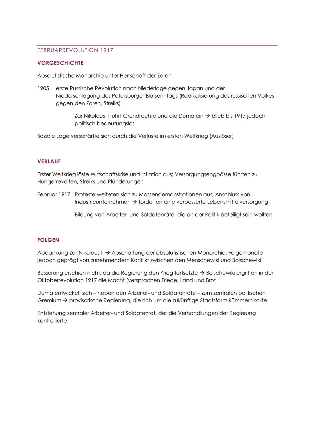 FEBRUARREVOLUTION 1917
VORGESCHICHTE
Absolutistische Monarchie unter Herrschaft der Zaren
1905 erste Russische Revolution nach Niederlage ge