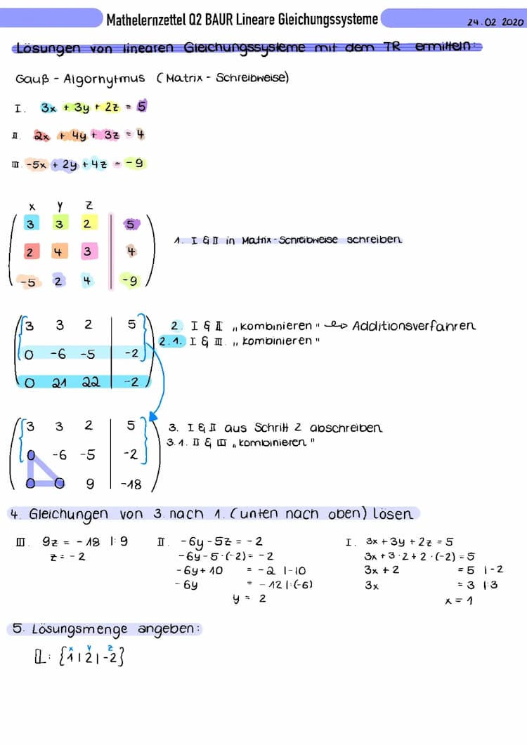 Know Mathelernzettel lineare Gleichungssysteme  thumbnail