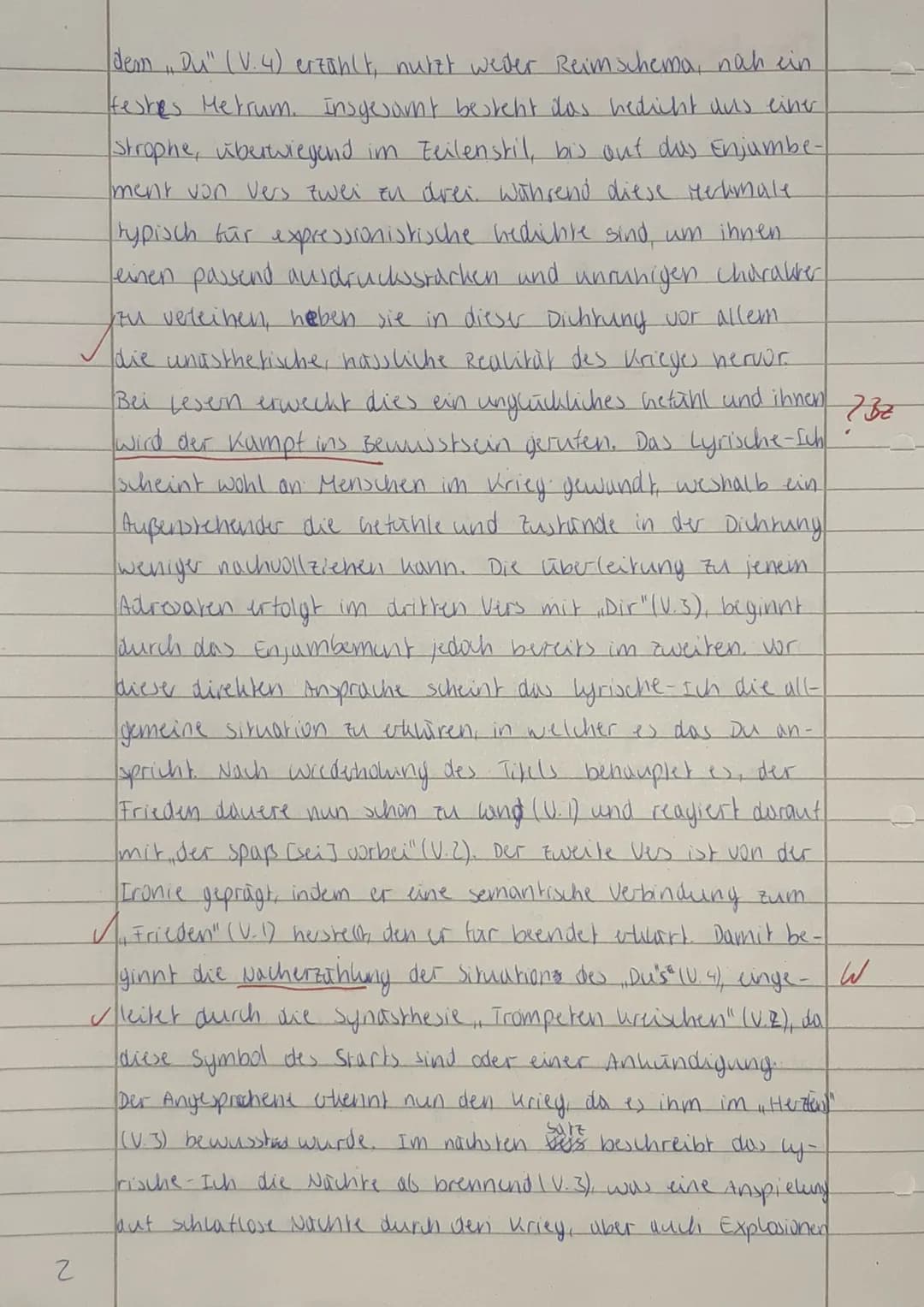 Klausur: Alfred Lichtenstein ,,Doch kommt ein Krieg" - Gedichtinterpretation
Hilfsmittel: Duden
Arbeitszeit: 90 Minuten
Aufgabenstellung:
1.