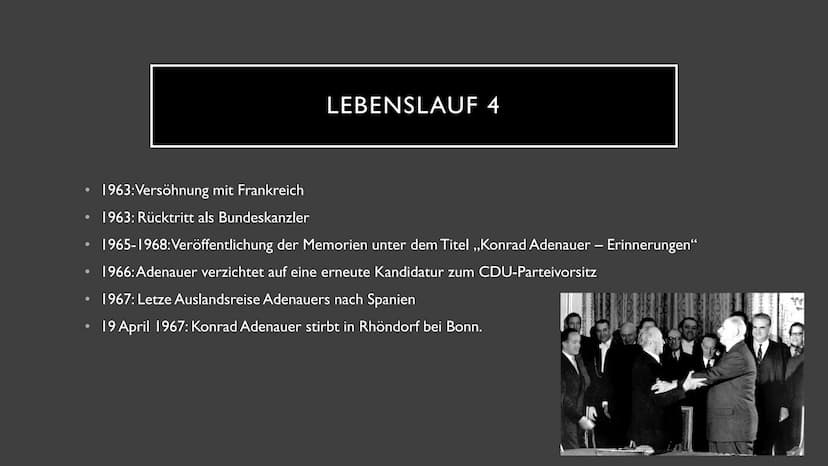 KONRAD ADENAUER
Nutzername ●
• Familie
●
Steckbrief
Schulzeit
●
• Lebenslauf
●
• Tod
●
Politische Ziele
INHALTSVERZEICHNIS
Berühmter Zitat
B