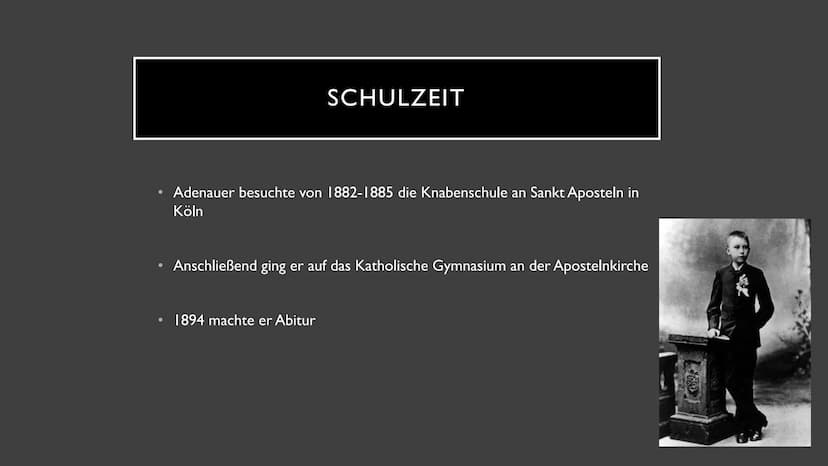 KONRAD ADENAUER
Nutzername ●
• Familie
●
Steckbrief
Schulzeit
●
• Lebenslauf
●
• Tod
●
Politische Ziele
INHALTSVERZEICHNIS
Berühmter Zitat
B