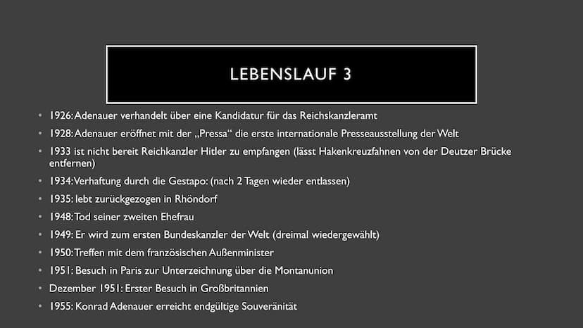 KONRAD ADENAUER
Nutzername ●
• Familie
●
Steckbrief
Schulzeit
●
• Lebenslauf
●
• Tod
●
Politische Ziele
INHALTSVERZEICHNIS
Berühmter Zitat
B