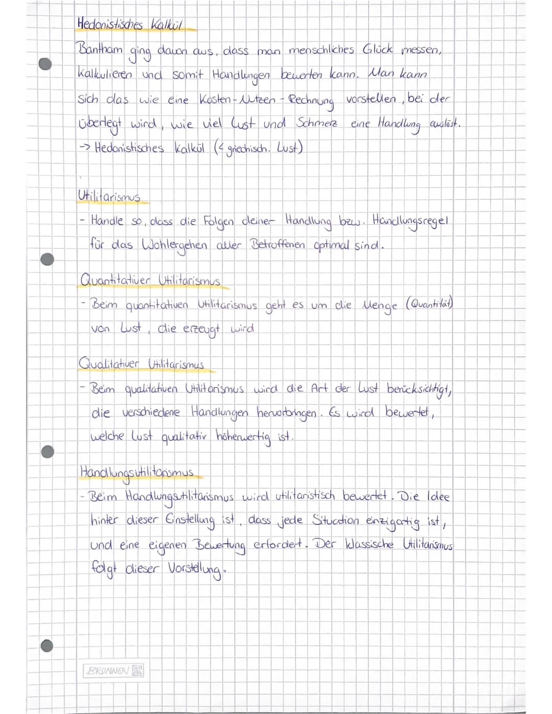 Ethik Kursarbeit
Klassischer Utilitarismus
=
• Lehre, die im Nützlichen die Grundlage des sittlichen Verhaltens
Sieht und ideale Werte nur a