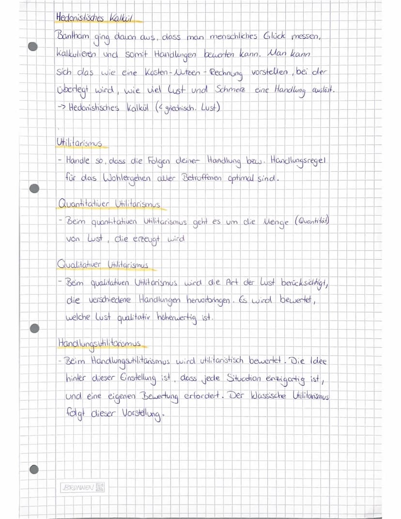 Ethik Kursarbeit
Klassischer Utilitarismus
=
• Lehre, die im Nützlichen die Grundlage des sittlichen Verhaltens
Sieht und ideale Werte nur a