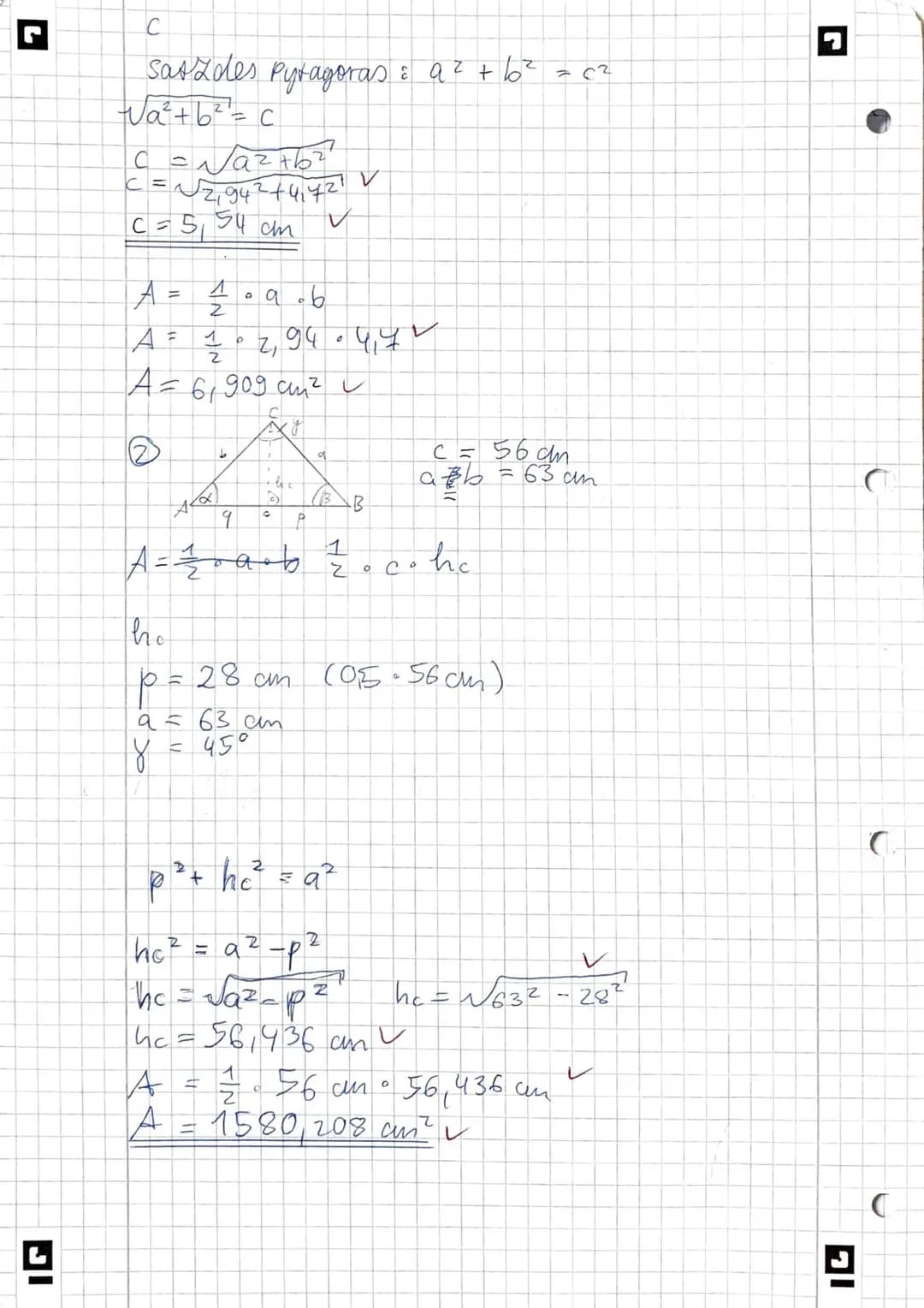 Leistungskontrolle Mathematik
1.
2.
3.
4.
Punkte: 231/29 Zensur: 2
Berechne in den angegebenen Dreiecken die Größe der fehlenden Seiten
und 