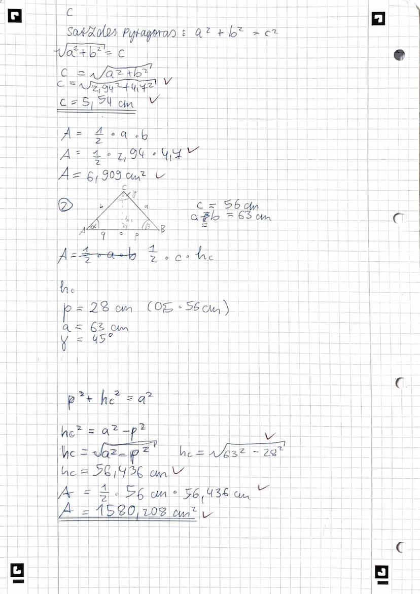 Leistungskontrolle Mathematik
1.
2.
3.
4.
Punkte: 231/29 Zensur: 2
Berechne in den angegebenen Dreiecken die Größe der fehlenden Seiten
und 
