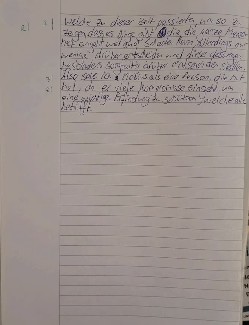 Klausur Nr. 3 - Die Physiker
DEF G5
Name:
Analyse und Interpretation eines literarischen Textes
2.
1. Analysieren Sie den Dialog zwischen Mö
