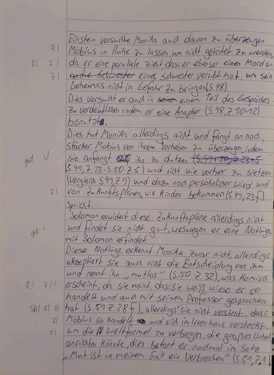 Klausur Nr. 3 - Die Physiker
DEF G5
Name:
Analyse und Interpretation eines literarischen Textes
2.
1. Analysieren Sie den Dialog zwischen Mö