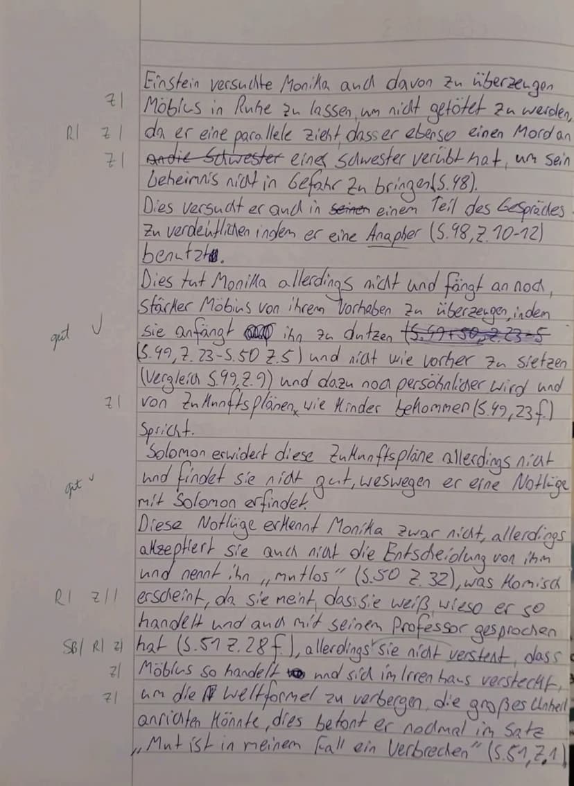 Klausur Nr. 3 - Die Physiker
DEF G5
Name:
Analyse und Interpretation eines literarischen Textes
2.
1. Analysieren Sie den Dialog zwischen Mö