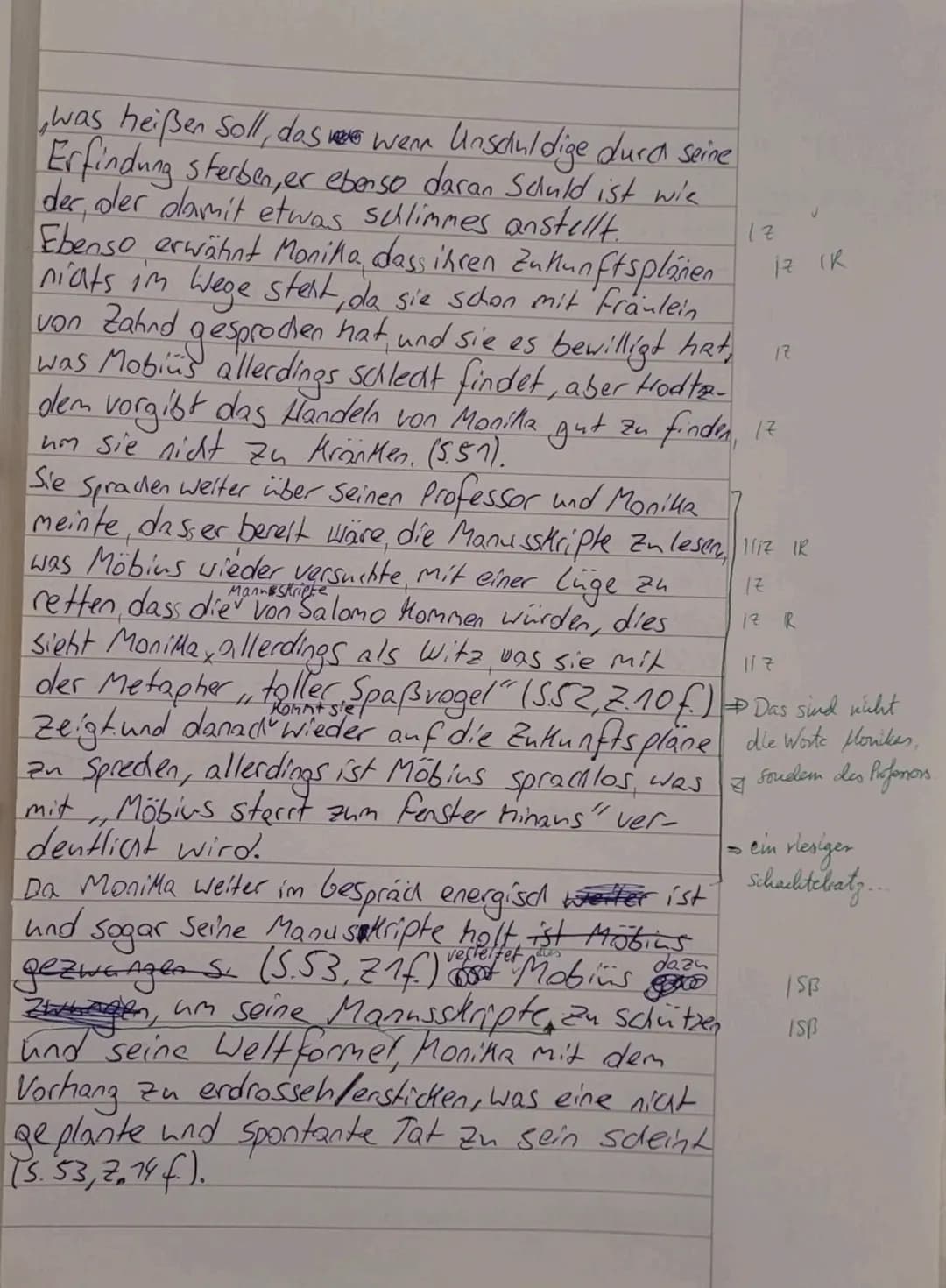 Klausur Nr. 3 - Die Physiker
DEF G5
Name:
Analyse und Interpretation eines literarischen Textes
2.
1. Analysieren Sie den Dialog zwischen Mö