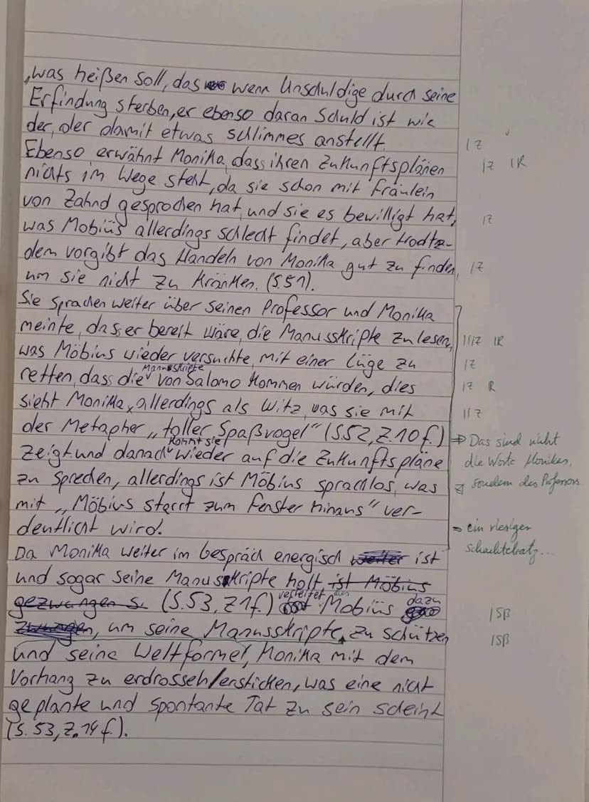 Klausur Nr. 3 - Die Physiker
DEF G5
Name:
Analyse und Interpretation eines literarischen Textes
2.
1. Analysieren Sie den Dialog zwischen Mö