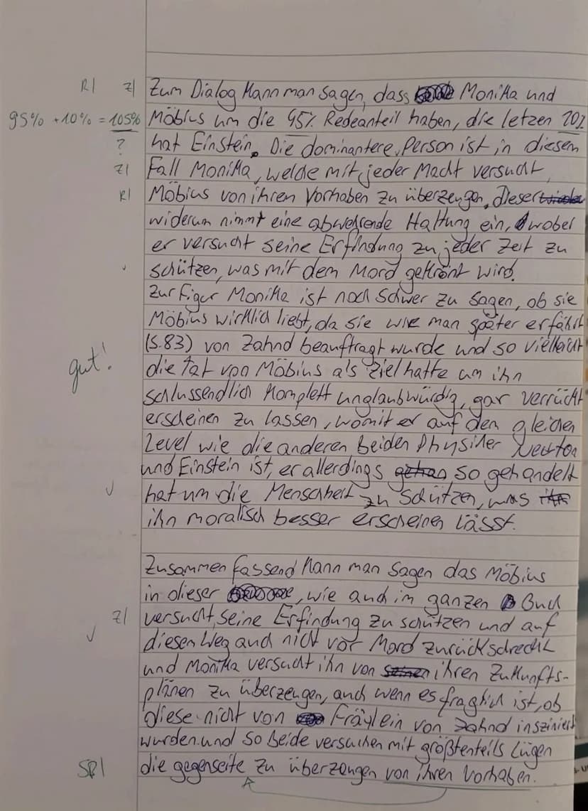 Klausur Nr. 3 - Die Physiker
DEF G5
Name:
Analyse und Interpretation eines literarischen Textes
2.
1. Analysieren Sie den Dialog zwischen Mö