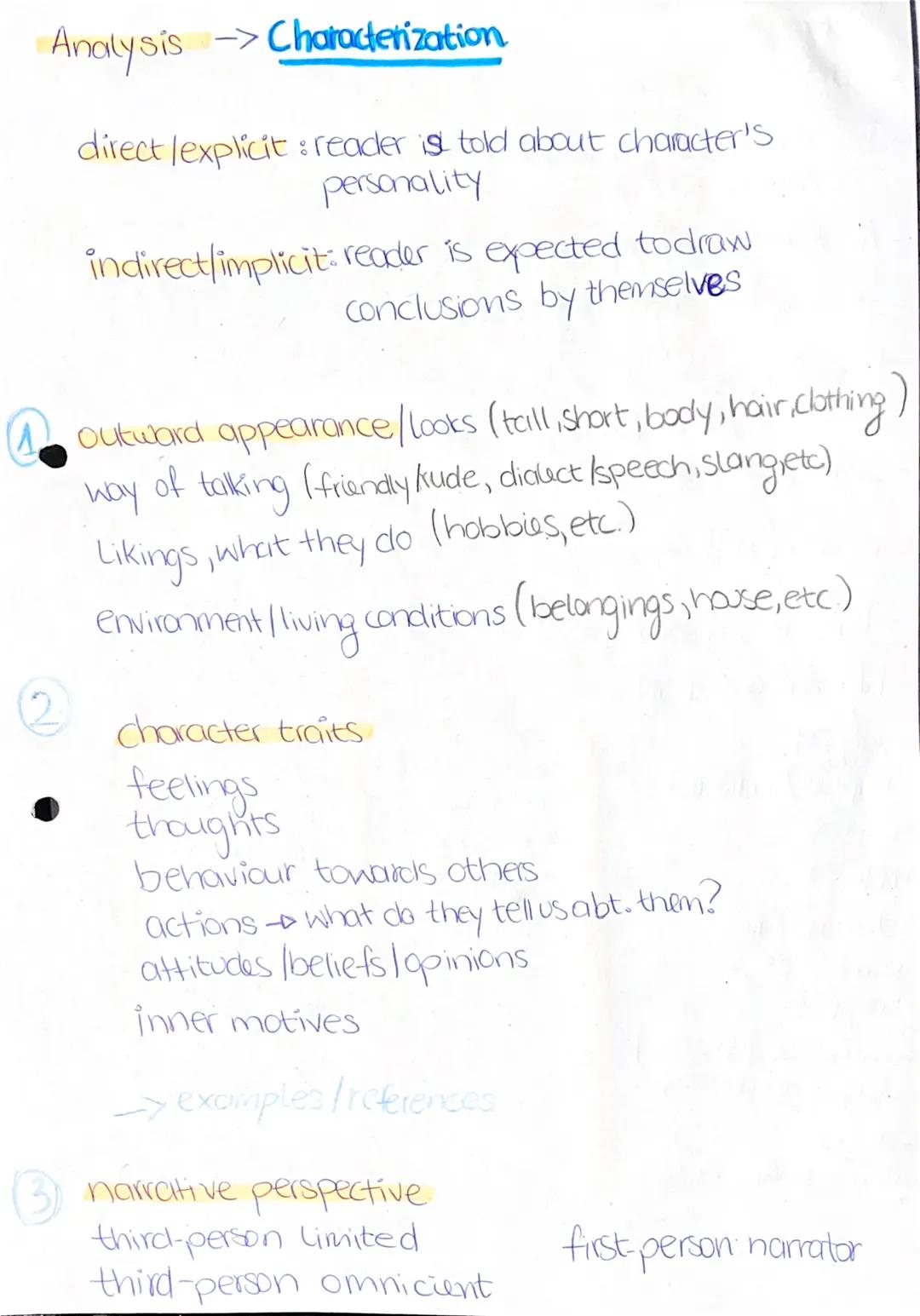 Characterisation ENGLISCH 