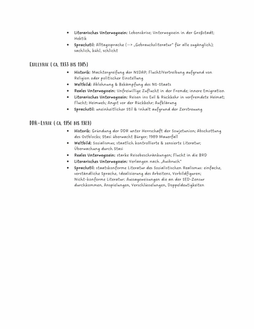 LYRIK
Abiturzusammenfassung
Unterwegssein und Reisen in der Literatur
Intellektuelle Bereicherung
Persönlichkeitsbildung
●
modernes Lebensge