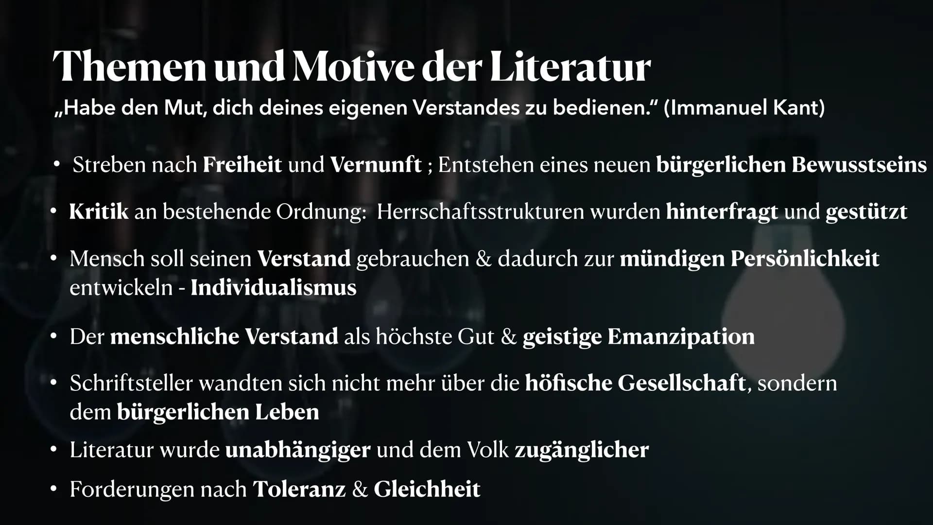 AUFKLÄRUNG
1720-1800
,,Aufklärung ist der Ausgang des Menschen aus
seiner selbstverschuldeten Unmündigkeit."
PRÄSENTIERT VON MELEK KAPLAN Ag