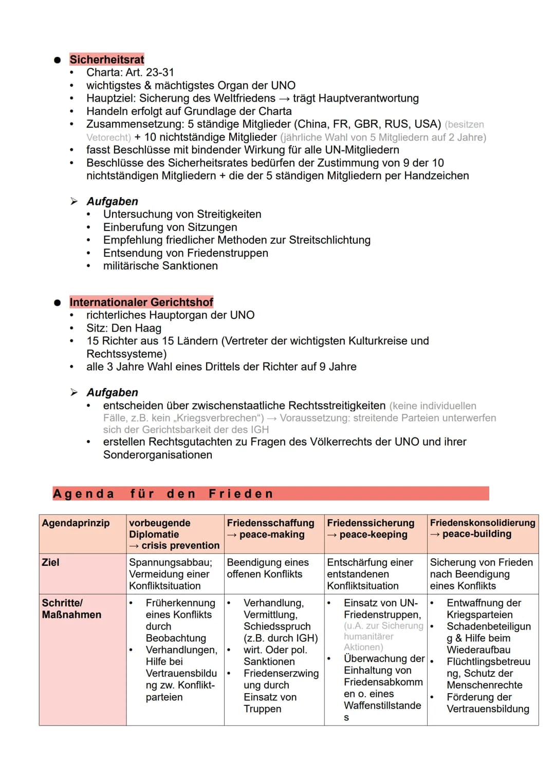 Thema 12: Internationale Politik - UNO
UNO:
United Nations Organization → Vereinte Nationen
Juni 1945 gegründet → Oktober `45 tritt Charta i