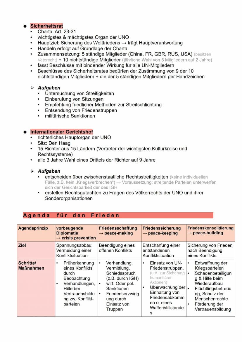 Thema 12: Internationale Politik - UNO
UNO:
United Nations Organization → Vereinte Nationen
Juni 1945 gegründet → Oktober `45 tritt Charta i