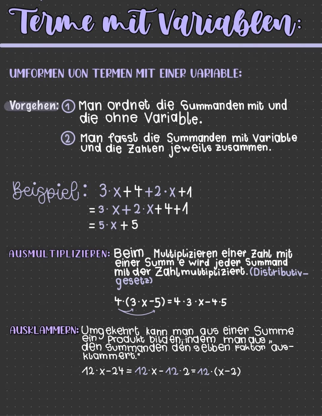 Terme mit Variablen: