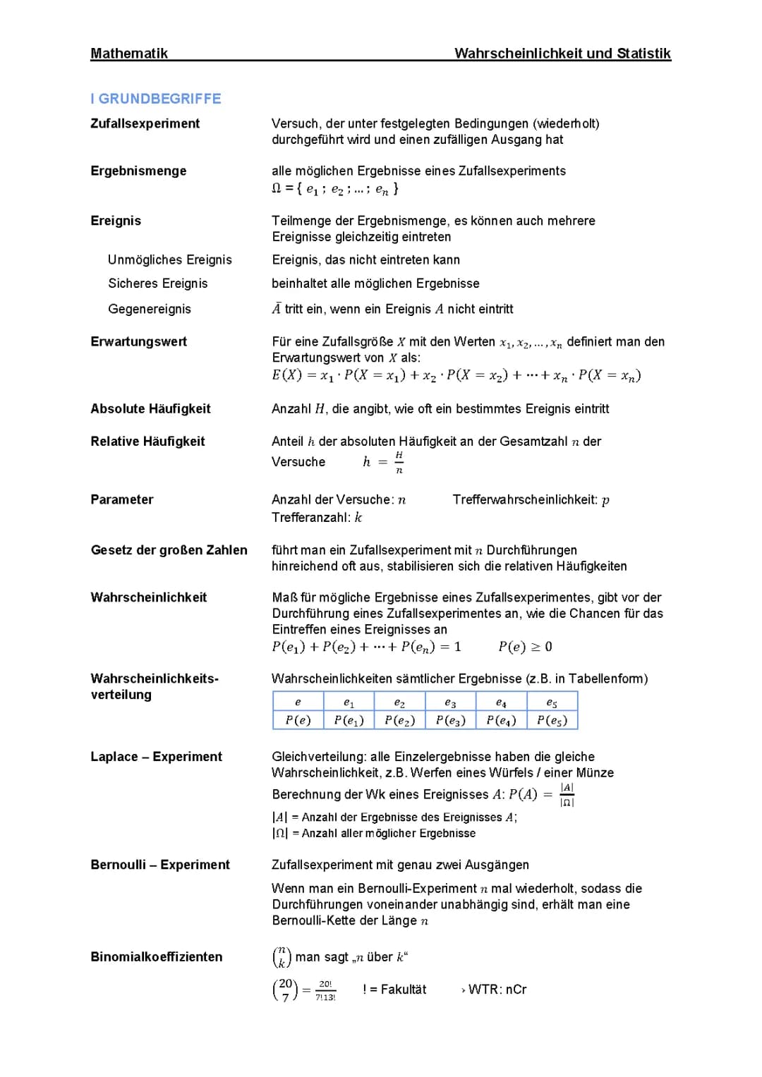 Wahrscheinlichkeit und Statistik