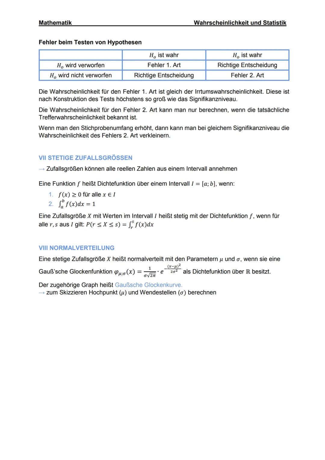 Mathematik
I GRUNDBEGRIFFE
Zufallsexperiment
Ergebnismenge
Ereignis
Unmögliches Ereignis
Sicheres Ereignis
Gegenereignis
Erwartungswert
Abso