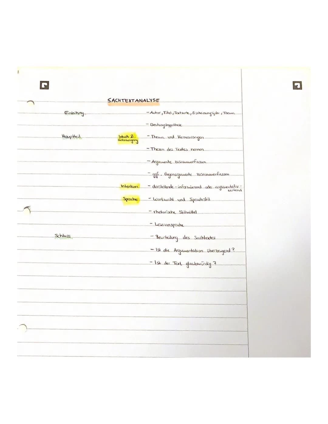 L
Einleitung-
HaupHeil
Schluss
SACHTEXTANALYSE
Inhalt &
Gackunkengang
Intention
Sprache
-Autor, Titel, Textsorte, Erscheinungsjahr, Thewa
•D