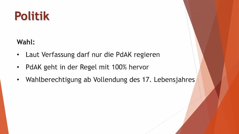 https://www.youtube.com/watch?v=D_r5RulyEX8 Politik
Menschenrechte
Kim Il-sung
https://en.wikipedia.org/wiki/Kim Il-sung https://de.wikipedi