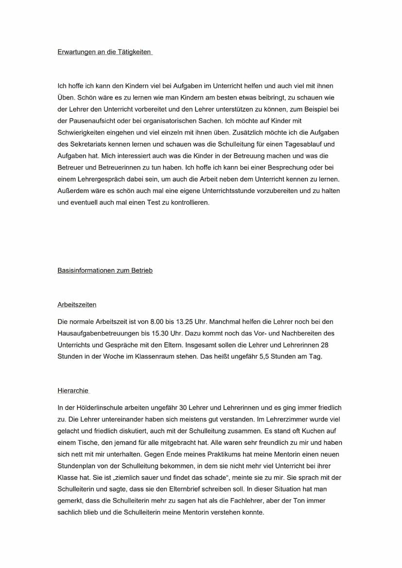 Inhaltsverzeichnis
Seite 01: Berufsvorstellungen, Vom Praktikum genannte Erwartungen
Seite 02: Wahl des Praktikums, Wahl des Betriebs
Seite 