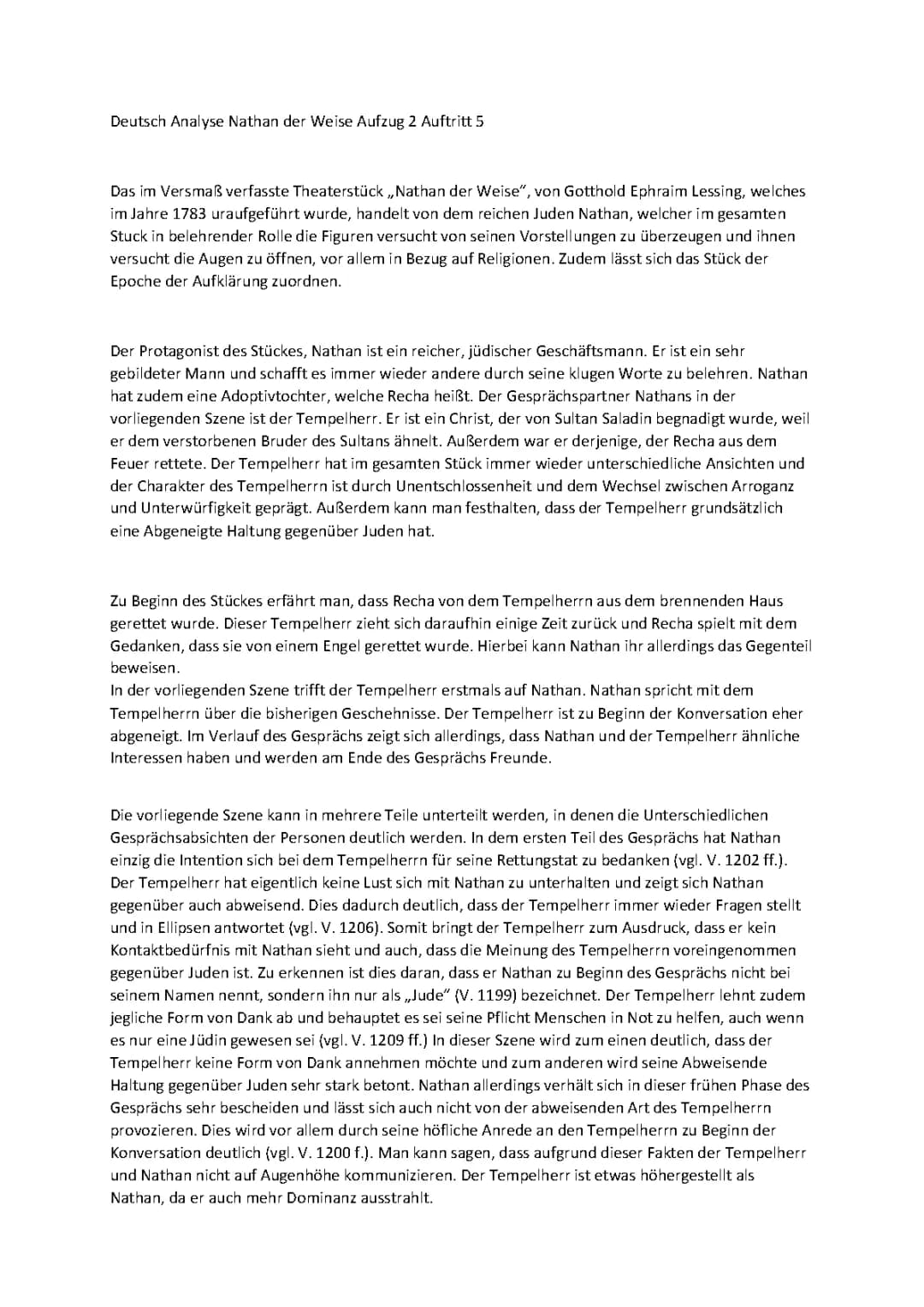 Nathan der Weise Aufzug 2, Auftritt 5