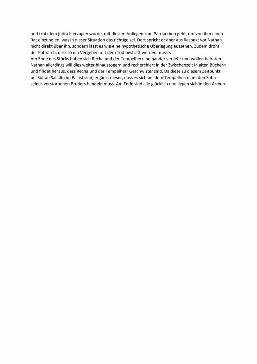 Deutsch Analyse Nathan der Weise Aufzug 2 Auftritt 5
Das im Versmaß verfasste Theaterstück ,,Nathan der Weise", von Gotthold Ephraim Lessing