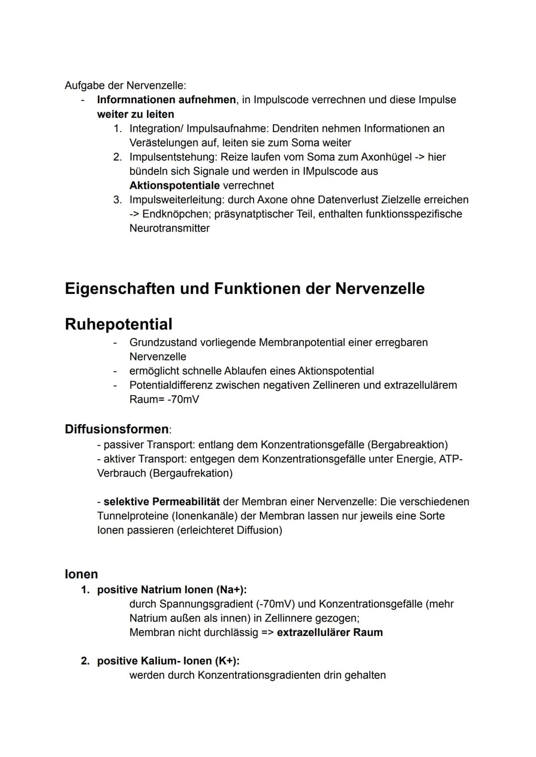 6. Bio Arbeit
Gliederung Nervensystem:
somatisches Nervensystem (willkürlich, steuerbar)
Reiz
-> rezeptische (offerente, hinleitende) Bahnen