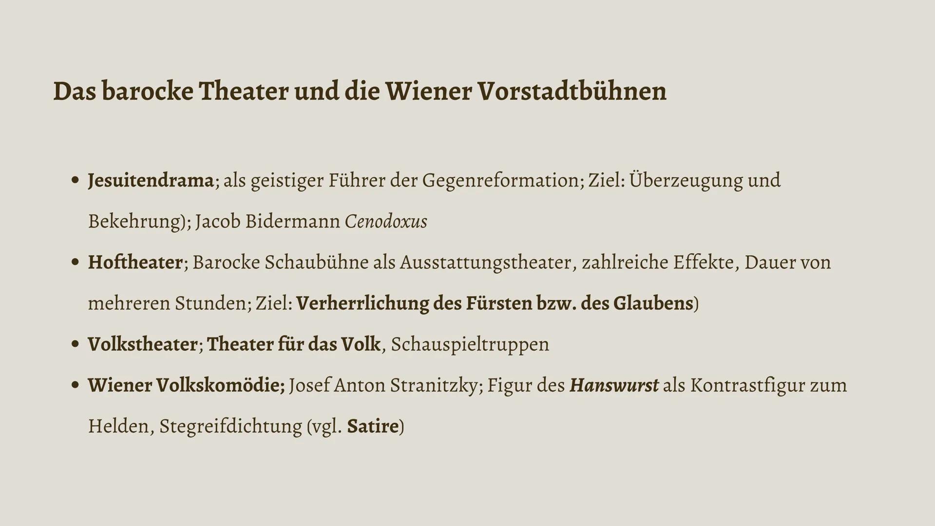 Literaturgeschichte
Das Barock
17. Jahrhundert Geschichtlicher Hintergrund
Religiöse und politische Konflikte herrschen vor
• Gegensätze zwi