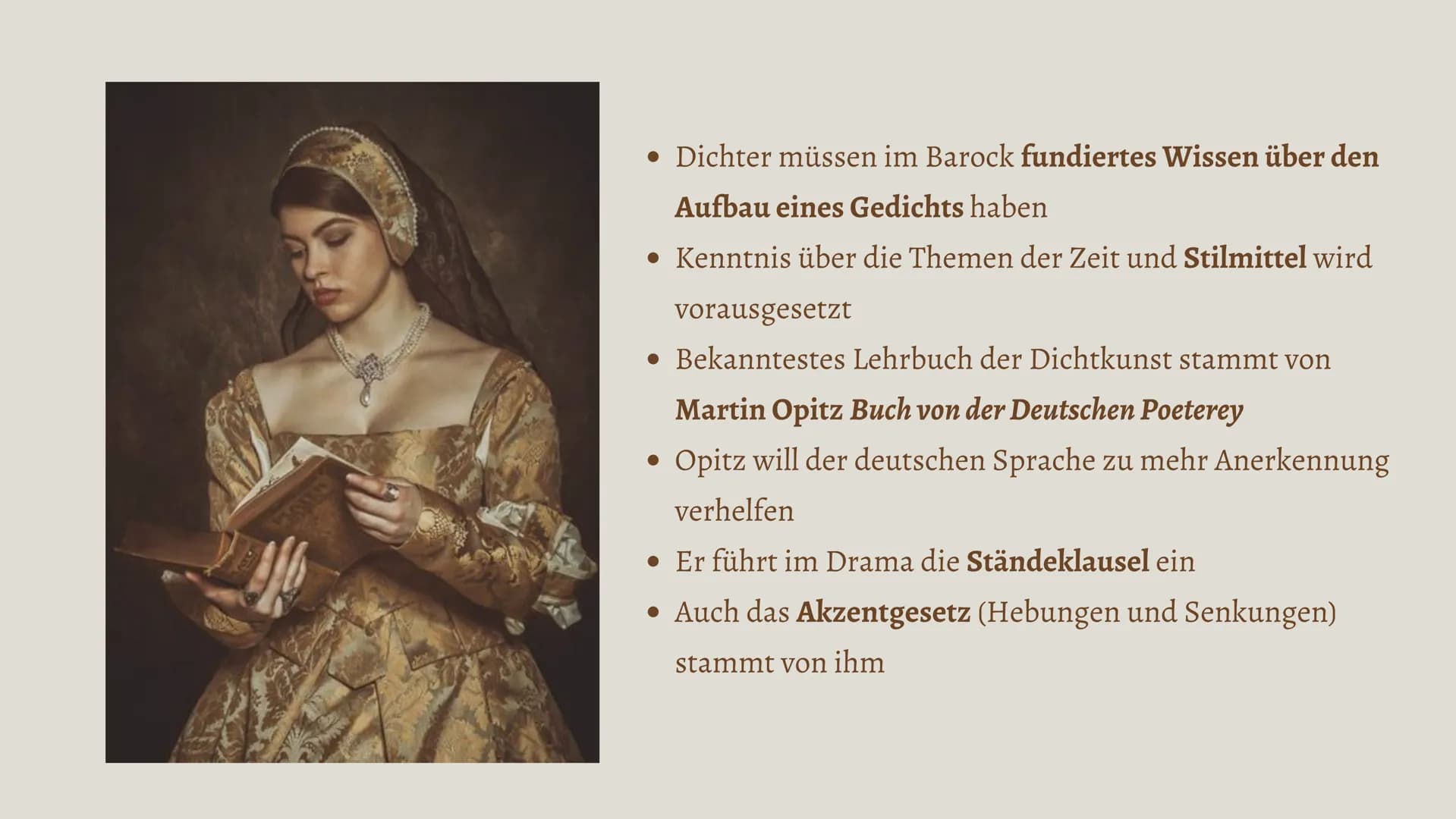 Literaturgeschichte
Das Barock
17. Jahrhundert Geschichtlicher Hintergrund
Religiöse und politische Konflikte herrschen vor
• Gegensätze zwi