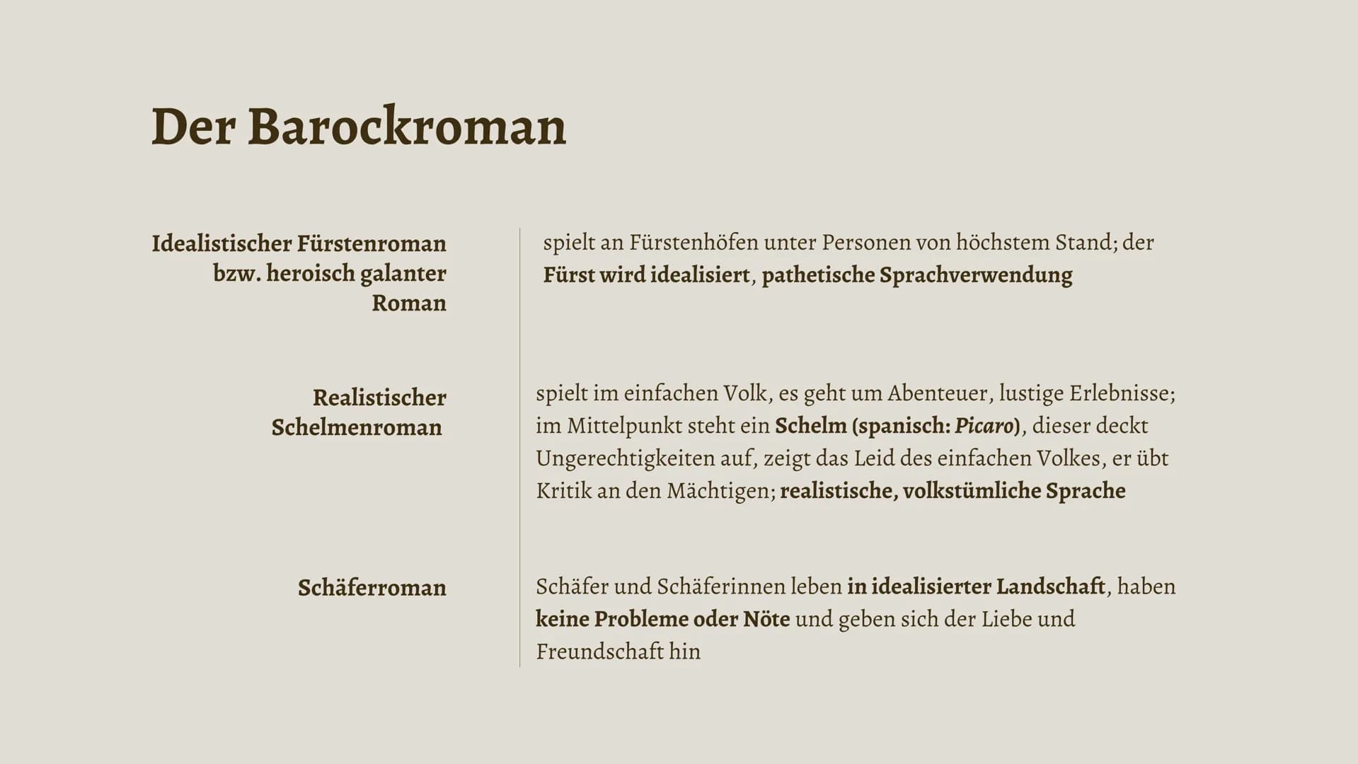 Literaturgeschichte
Das Barock
17. Jahrhundert Geschichtlicher Hintergrund
Religiöse und politische Konflikte herrschen vor
• Gegensätze zwi