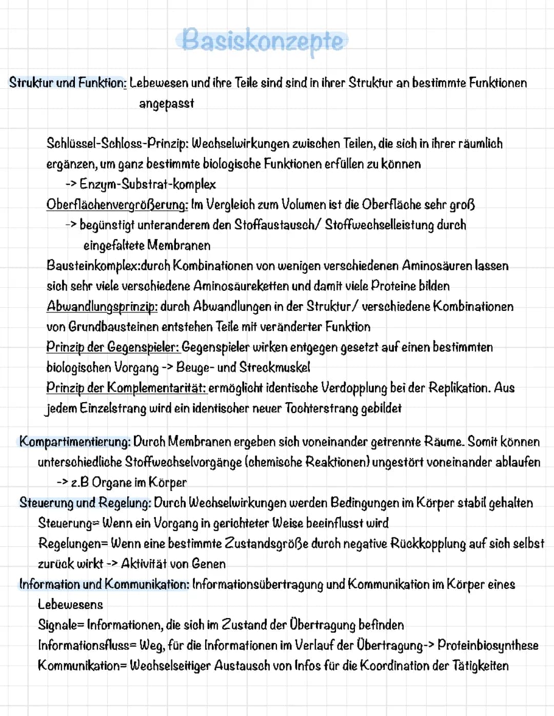 Einfache Erklärung der Basiskonzepte in Biologie: Struktur und Funktion, Genetische Vielfalt und Steuerung