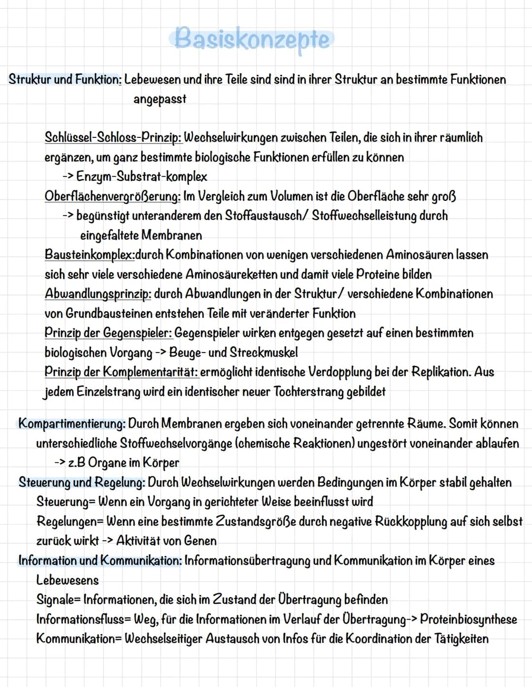 Basiskonzepte
Struktur und Funktion: Lebewesen und ihre Teile sind sind in ihrer Struktur an bestimmte Funktionen
angepasst
Schlüssel-Schlos