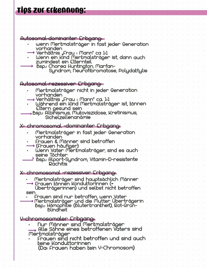 stammbaumanalyse:
Die Stammbaumanalyse besteht aus 5-Schritten:
1. bestimme: Merkmal dominant oder rezessiv?
2. Ist die Krankheit autosomal 